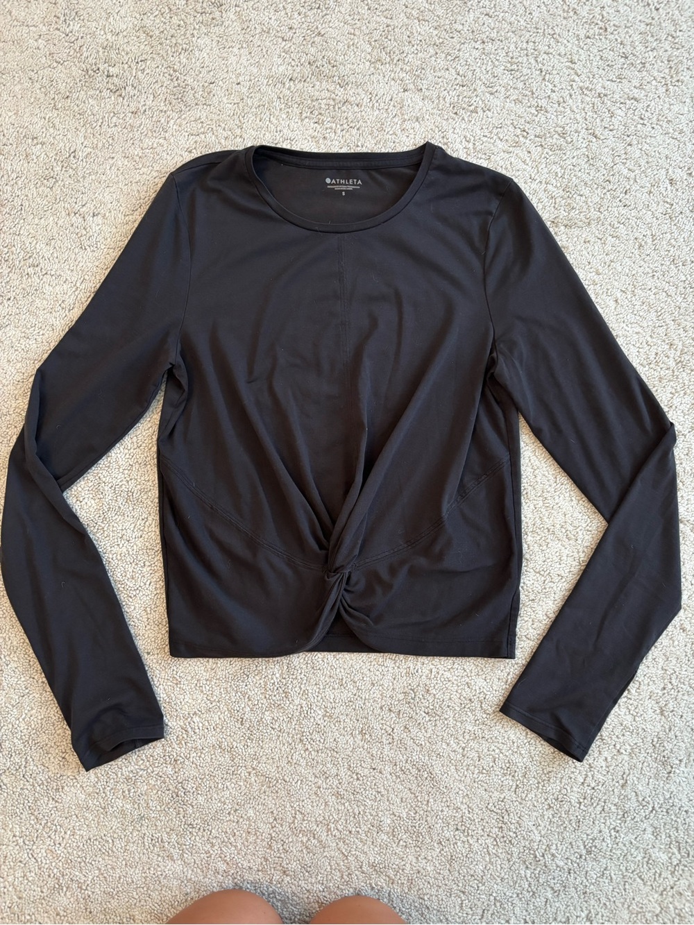 Athleta Black Long Sleeve Twist-Knot Performance Top, Women’s Small